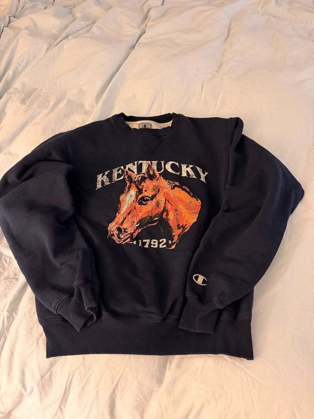 Horse Sweater Champion Kentucky Equestrian Sweatshirt Size S Navy Blue Crewneck